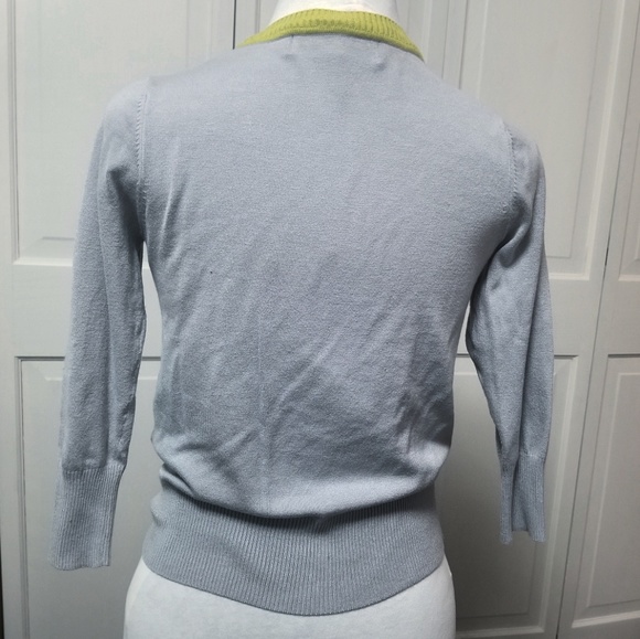 Grey button Cardigan with green accent trim - Picture 4 of 4